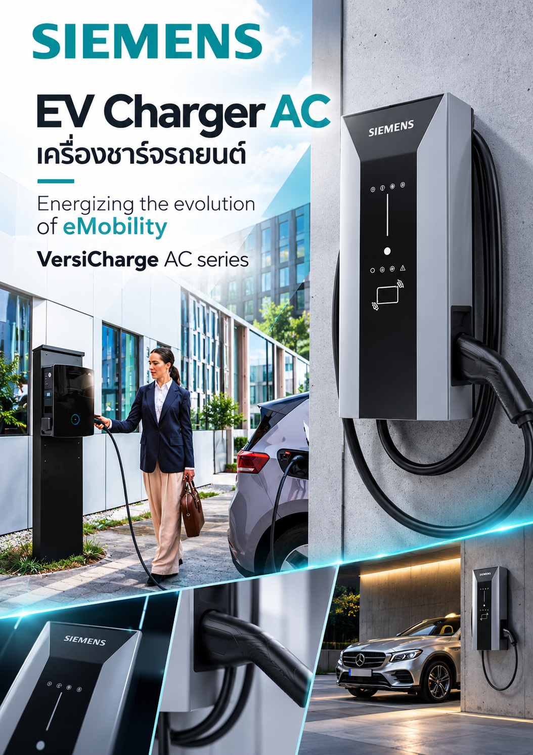 Siemens EV Charger AC เครื่องชาร์จรถยนต์ Energizing the evolution of eMobility VersiCharge AC series