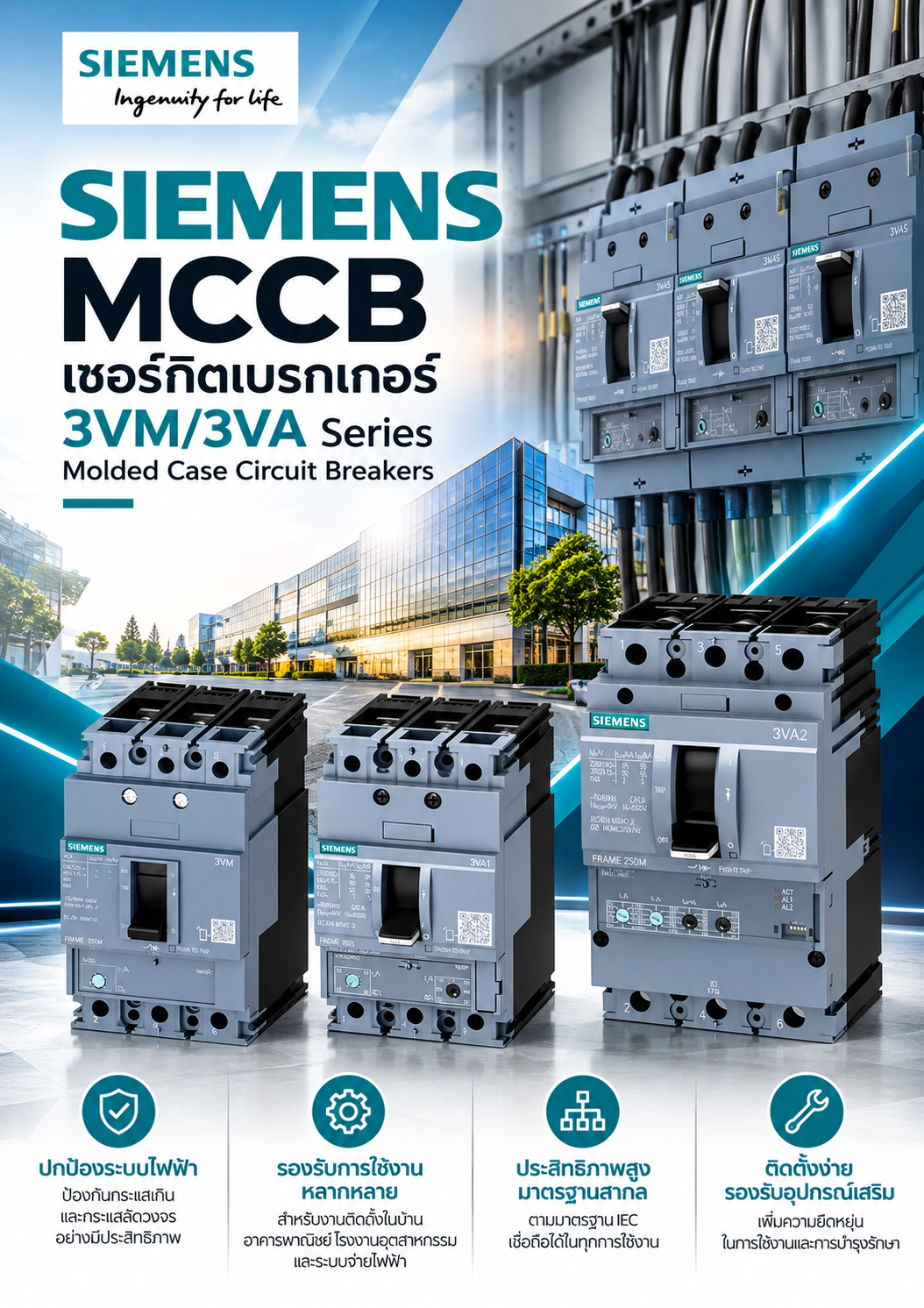 Siemens MCCB เซอร์กิตเบรกเกอร์ 3VM/3VA Series Molded Case Circuit Breakers