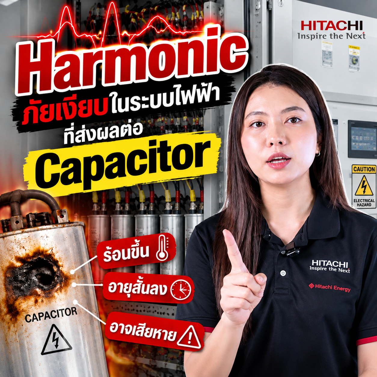 อุปกรณ์ที่ได้รับผลกระทบจาก Harmonic Harmonic มีผลกับ Capacitor จำหน่ายอุปกรณ์ไฟฟ้า อุปรกรณ์ไฟฟ้าอุตสหกรรม ไฟฟ้าโรงงาน